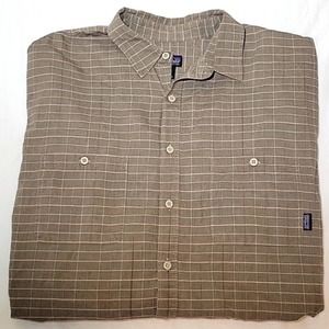 Patagonia Button Down Shirt Organic Cotton Longsleeve Brown Plaid Men's XL